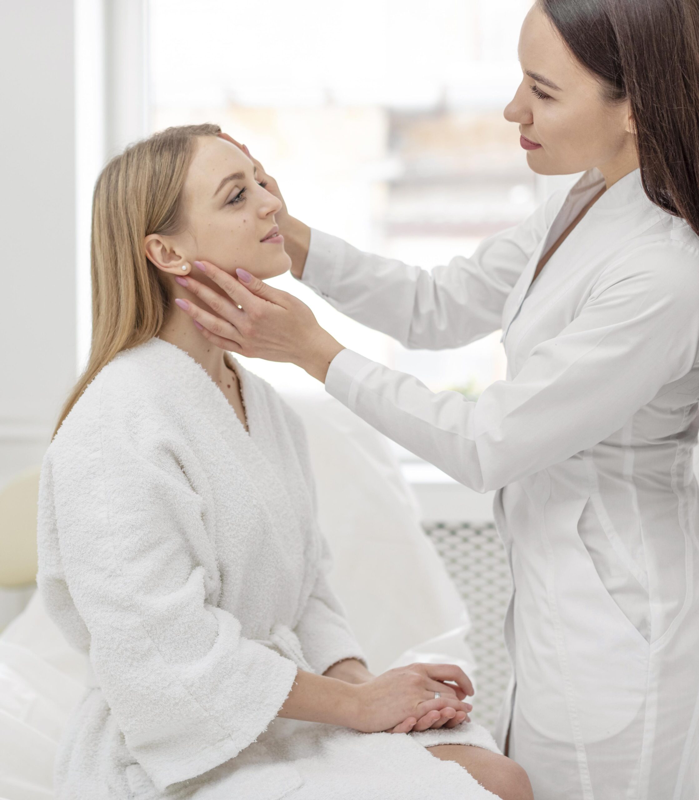 beautician woman clinic consults client